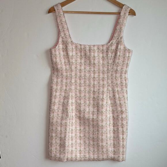 Rumored Tweed Mini Dress Pink Shimmer Size 10 New With Tags - Picture 1 of 14
